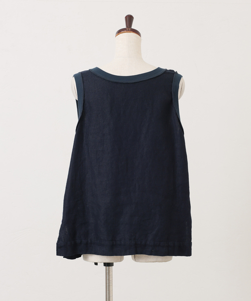 JOURNAL STANDARD LUXE（ジャーナルスタンダード　ラックス）の「《追加》フレンチリネンツイルノースリーブブラウス（シャツ/ブラウス・レディース・ホワイト/ネイビー・FREE）」の20枚目の写真