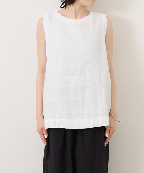 JOURNAL STANDARD LUXE（ジャーナルスタンダード　ラックス）の「《追加》フレンチリネンツイルノースリーブブラウス（シャツ/ブラウス・レディース・ホワイト/ネイビー・FREE）」の22枚目の写真