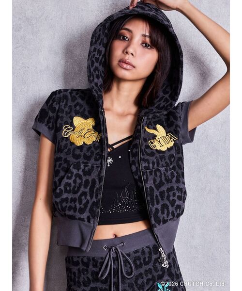 GALFY(ガルフィー)の「GYDA×GALFY leopard pileパーカー【セットアップ着用可能】(パーカー・レディース・ベージュ/ブラック/ピンク・FREE)」の1枚目の写真