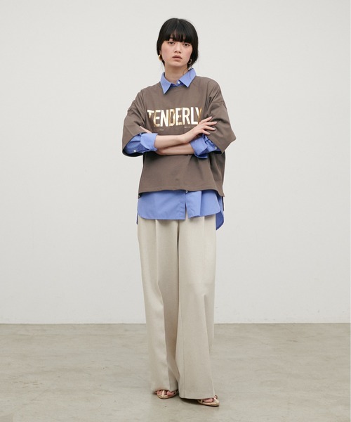 LARUTA（ラルータ）の「【LARUTA】［サスティナ企画］TENDERLYロゴT（Tシャツ/カットソー・レディース・オフホワイト/ブラウン/スミクロ・FREE）」の13枚目の写真
