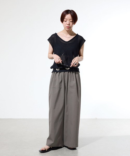 IENA(イエナ)の「《一部店舗限定》ウォッシャブルワイドギャザーパンツ(その他パンツ・レディース・ブラウン/ライトグレー・38/36)」の3枚目の写真
