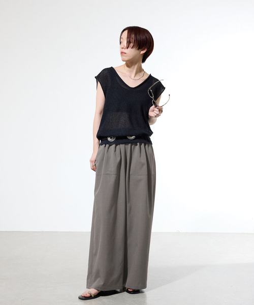 IENA(イエナ)の「《一部店舗限定》ウォッシャブルワイドギャザーパンツ(その他パンツ・レディース・ブラウン/ライトグレー・38/36)」の11枚目の写真