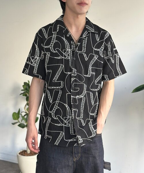 CPCM(シーピーシーエム)の「総柄刺繍開襟シャツ(シャツ/ブラウス・レディース・ネイビー/ホワイト/ブラック・MEDIUM/LARGE)」の2枚目の写真