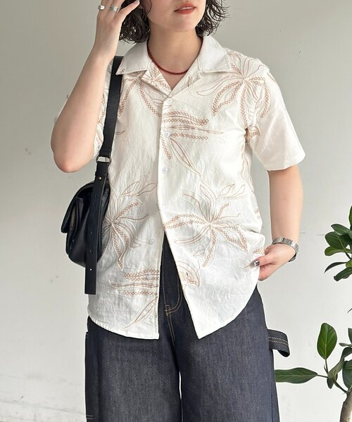 CPCM(シーピーシーエム)の「総柄刺繍開襟シャツ(シャツ/ブラウス・レディース・ネイビー/ホワイト/ブラック・MEDIUM/LARGE)」の7枚目の写真