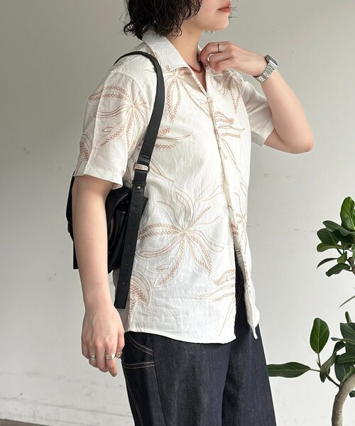 CPCM(シーピーシーエム)の「総柄刺繍開襟シャツ(シャツ/ブラウス・レディース・ネイビー/ホワイト/ブラック・MEDIUM/LARGE)」の10枚目の写真