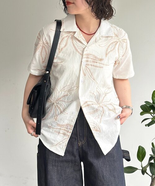 CPCM(シーピーシーエム)の「総柄刺繍開襟シャツ(シャツ/ブラウス・レディース・ネイビー/ホワイト/ブラック・MEDIUM/LARGE)」の11枚目の写真