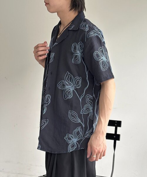 CPCM(シーピーシーエム)の「総柄刺繍開襟シャツ(シャツ/ブラウス・レディース・ネイビー/ホワイト/ブラック・MEDIUM/LARGE)」の6枚目の写真