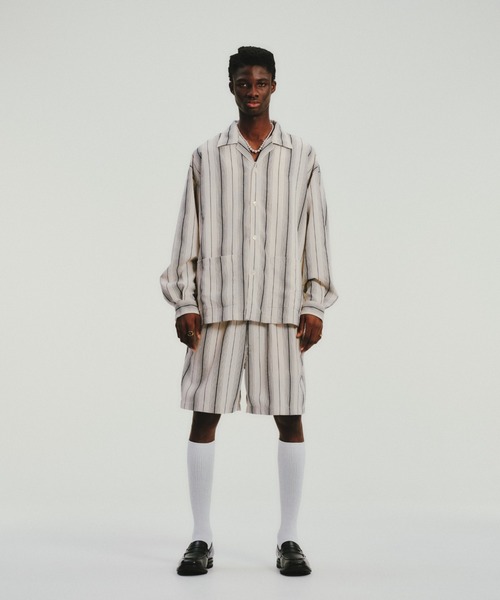 COOTIE PRODUCTIONS(クーティープロダクションズ)の「Dobby Chain Stripe Easy Shorts(その他パンツ・メンズ・ブラック/アイボリー・SMALL/X-LARGE/MEDIUM/LARGE)」の3枚目の写真