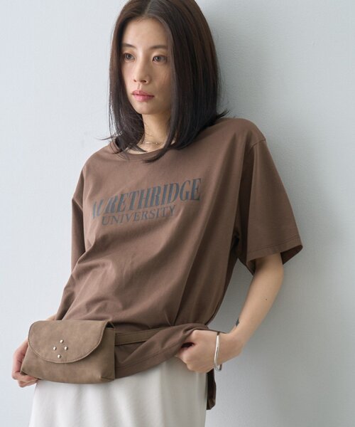 CIAOPANIC TYPY(チャオパニックティピー)の「【接触冷感】ロゴプリントTee(Tシャツ/カットソー・レディース・ミント/ブラウン/ホワイト/チャコールグレー・ONE SIZE)」の4枚目の写真