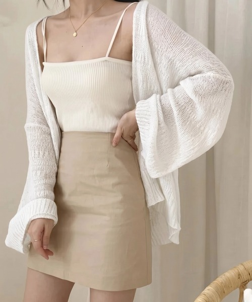 yuue' ( wear )(ユーイ)の「ルーズサマーニットカーディガン/冷房対策(カーディガン/ボレロ・レディース・ブラック/ホワイト・FREE)」の15枚目の写真