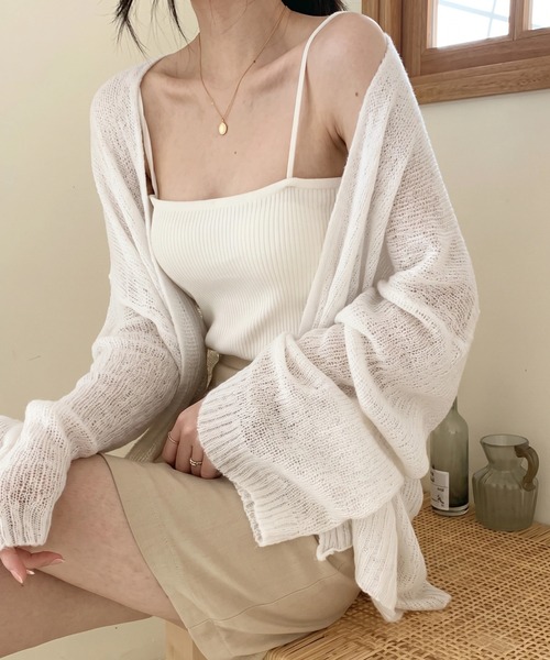 yuue' ( wear )(ユーイ)の「ルーズサマーニットカーディガン/冷房対策(カーディガン/ボレロ・レディース・ブラック/ホワイト・FREE)」の14枚目の写真