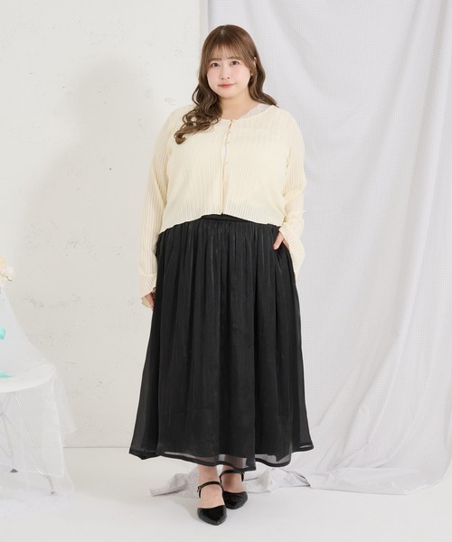 Louiosy(ルオシー)の「【Louiosy】【大きいサイズ】ポケット付きラメフレアスカート(スカート・レディース・ブラック/ミント/アイボリー・4L/3L/LL)」の6枚目の写真