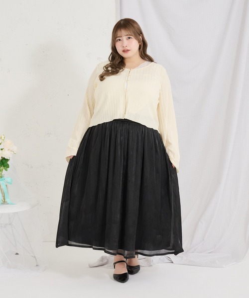 Louiosy(ルオシー)の「【Louiosy】【大きいサイズ】ポケット付きラメフレアスカート(スカート・レディース・ブラック/ミント/アイボリー・4L/3L/LL)」の5枚目の写真