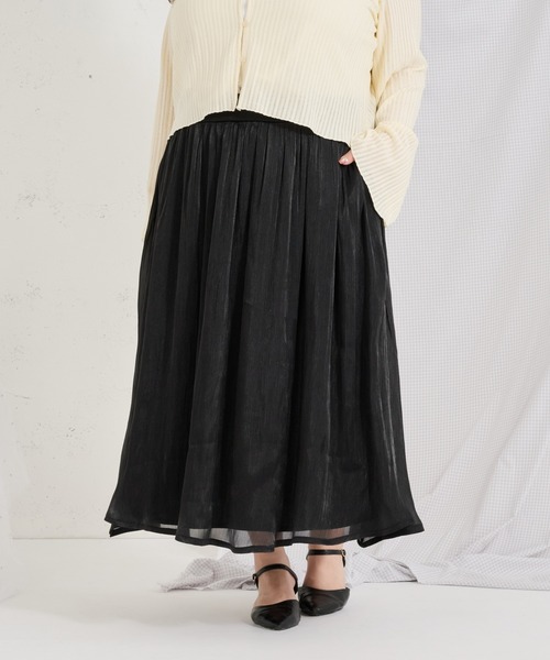 Louiosy(ルオシー)の「【Louiosy】【大きいサイズ】ポケット付きラメフレアスカート(スカート・レディース・ブラック/ミント/アイボリー・4L/3L/LL)」の9枚目の写真