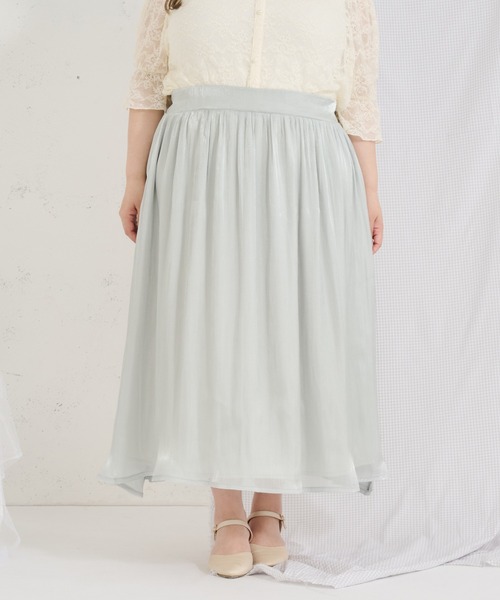 Louiosy(ルオシー)の「【Louiosy】【大きいサイズ】ポケット付きラメフレアスカート(スカート・レディース・ブラック/ミント/アイボリー・4L/3L/LL)」の13枚目の写真
