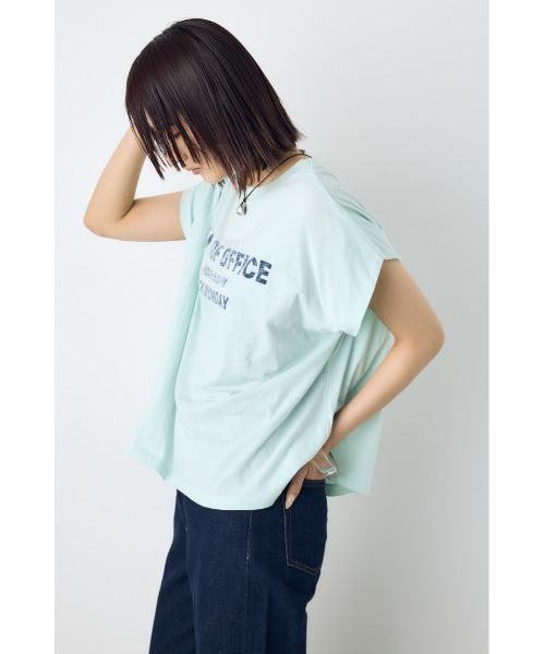 AZUL by moussy(アズールバイマウジー)の「フレンチスリーブロゴプリントTシャツ 半袖 春服 夏服 秋服(Tシャツ/カットソー・レディース・ホワイト/ミント/ライトピンク・SMALL/MEDIUM)」の5枚目の写真