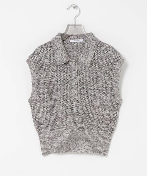 URBAN RESEARCH(アーバンリサーチ)の「シャツカラーメッシュニット(ニット/セーター・レディース・ブラック系その他/ブラウン系その他/オフホワイト・FREE)」の6枚目の写真