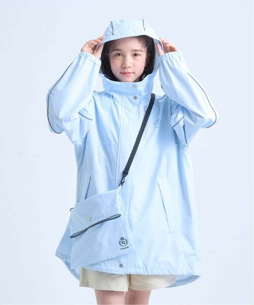 pom ponette junior（ポンポネットジュニア）の「【透湿撥水】【晴雨兼用】サコッシュつき撥水コート（その他小物・キッズ・サックスブルー/ネイビー・S:140cm/L:160cm）」の2枚目の写真