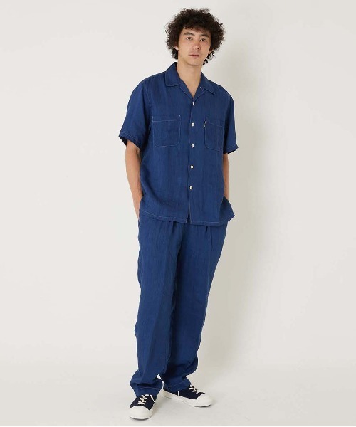 BLUE BLUE（ブルーブルー）の「ハイカウントインディゴリネンツイル ショートスリーブシャツ（シャツ/ブラウス・メンズ・インディゴブルー・S/M/L）」の7枚目の写真
