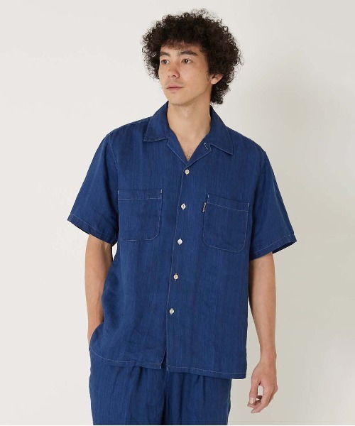 BLUE BLUE（ブルーブルー）の「ハイカウントインディゴリネンツイル ショートスリーブシャツ（シャツ/ブラウス・メンズ・インディゴブルー・S/M/L）」の2枚目の写真