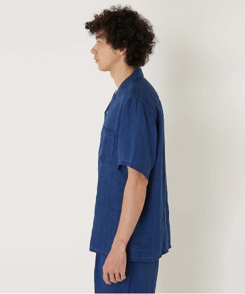 BLUE BLUE（ブルーブルー）の「ハイカウントインディゴリネンツイル ショートスリーブシャツ（シャツ/ブラウス・メンズ・インディゴブルー・S/M/L）」の3枚目の写真