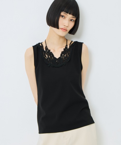MURRAL（ミューラル）の「【MURRAL/ミューラル】《STUDIOUS別注》embroiddered tops/エンブロイダリートップス/接触冷感/紫外線防止（タンクトップ・レディース・ホワイト/ブラック/グレー・1）」の4枚目の写真