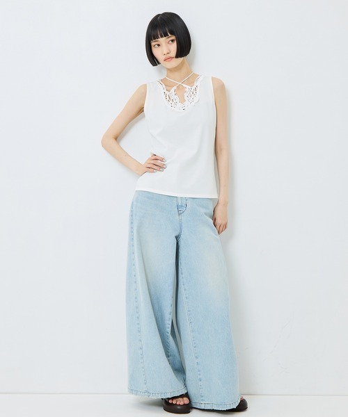 MURRAL（ミューラル）の「【MURRAL/ミューラル】《STUDIOUS別注》embroiddered tops/エンブロイダリートップス/接触冷感/紫外線防止（タンクトップ・レディース・ホワイト/ブラック/グレー・1）」の10枚目の写真