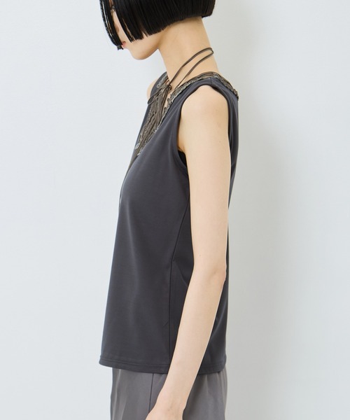 MURRAL（ミューラル）の「【MURRAL/ミューラル】《STUDIOUS別注》embroiddered tops/エンブロイダリートップス/接触冷感/紫外線防止（タンクトップ・レディース・ホワイト/ブラック/グレー・1）」の12枚目の写真