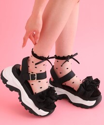 厚底シアーフリルサンダル