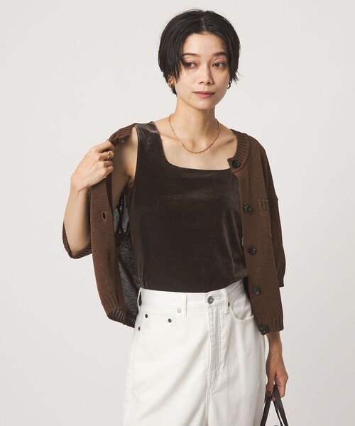 green label relaxing(グリーンレーベルリラクシング)の「ベロア タンクトップ(タンクトップ・レディース・ベージュ/ダークブラウン/ブラック・FREE)」の3枚目の写真