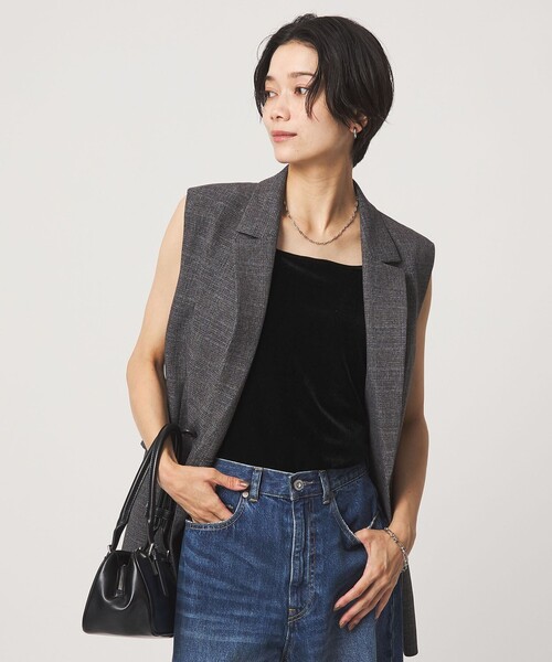 green label relaxing(グリーンレーベルリラクシング)の「ベロア タンクトップ(タンクトップ・レディース・ベージュ/ダークブラウン/ブラック・FREE)」の15枚目の写真