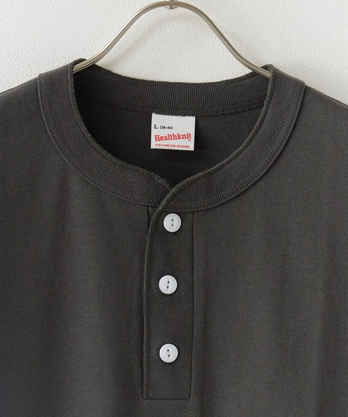 Healthknit(ヘルスニット)の「Healthknit/ヘルスニット Open-End Dry Jersey Henley S/S オープンエンドドライ ヘンリーネック半袖Tシャツ 抗菌防臭 無地 ワンポイント メンズ 2026年 夏 夏服(Tシャツ/カットソー・メンズ・ブラック/ベージュ/ネイビー/オフホワイト/ミント・M/L/XL)」の6枚目の写真