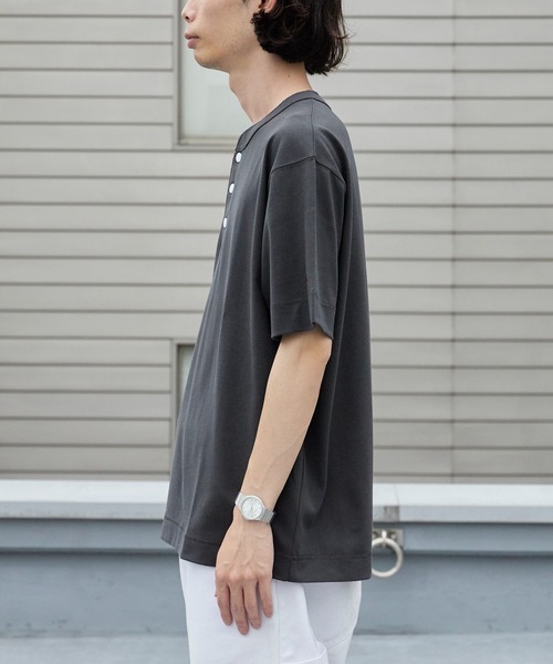 Healthknit(ヘルスニット)の「Healthknit/ヘルスニット Open-End Dry Jersey Henley S/S オープンエンドドライ ヘンリーネック半袖Tシャツ 抗菌防臭 無地 ワンポイント メンズ 2026年 夏 夏服(Tシャツ/カットソー・メンズ・ブラック/ベージュ/ネイビー/オフホワイト/ミント・M/L/XL)」の20枚目の写真