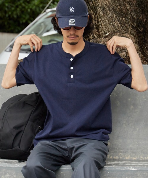 Healthknit(ヘルスニット)の「Healthknit/ヘルスニット Open-End Dry Jersey Henley S/S オープンエンドドライ ヘンリーネック半袖Tシャツ 抗菌防臭 無地 ワンポイント メンズ 2026年 夏 夏服(Tシャツ/カットソー・メンズ・ブラック/ベージュ/ネイビー/オフホワイト/ミント・M/L/XL)」の12枚目の写真