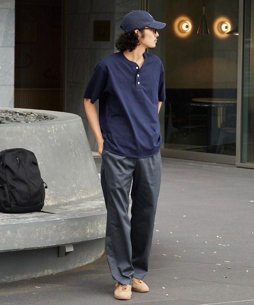 Healthknit(ヘルスニット)の「Healthknit/ヘルスニット Open-End Dry Jersey Henley S/S オープンエンドドライ ヘンリーネック半袖Tシャツ 抗菌防臭 無地 ワンポイント メンズ 2026年 夏 夏服(Tシャツ/カットソー・メンズ・ブラック/ベージュ/ネイビー/オフホワイト/ミント・M/L/XL)」の17枚目の写真