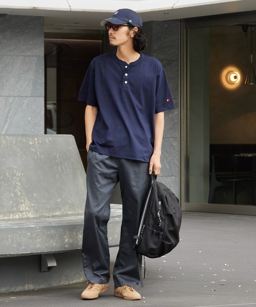 Healthknit(ヘルスニット)の「Healthknit/ヘルスニット Open-End Dry Jersey Henley S/S オープンエンドドライ ヘンリーネック半袖Tシャツ 抗菌防臭 無地 ワンポイント メンズ 2026年 夏 夏服(Tシャツ/カットソー・メンズ・ブラック/ベージュ/ネイビー/オフホワイト/ミント・M/L/XL)」の18枚目の写真