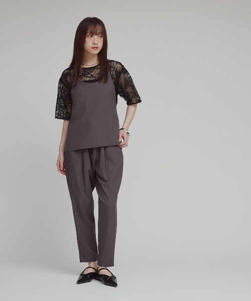 W:Huku（フーク）の「【W:huku / メッシュ エンブロイダリー】ハーフスリーブ シアー トップス / Mesh Embroidered Half-Sleeve Top（Tシャツ/カットソー・レディース・ブラック/ブラックミックス/アイボリー・FREE）」の9枚目の写真