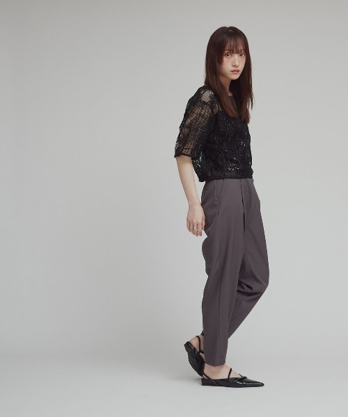 W:Huku（フーク）の「【W:huku / メッシュ エンブロイダリー】ハーフスリーブ シアー トップス / Mesh Embroidered Half-Sleeve Top（Tシャツ/カットソー・レディース・ブラック/ブラックミックス/アイボリー・FREE）」の16枚目の写真