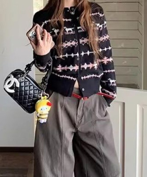 c.u.l(シーユーエル)の「フェアアイル柄 ニットカーディガン culw943(カーディガン/ボレロ・レディース・ブラック・FREE)」の7枚目の写真