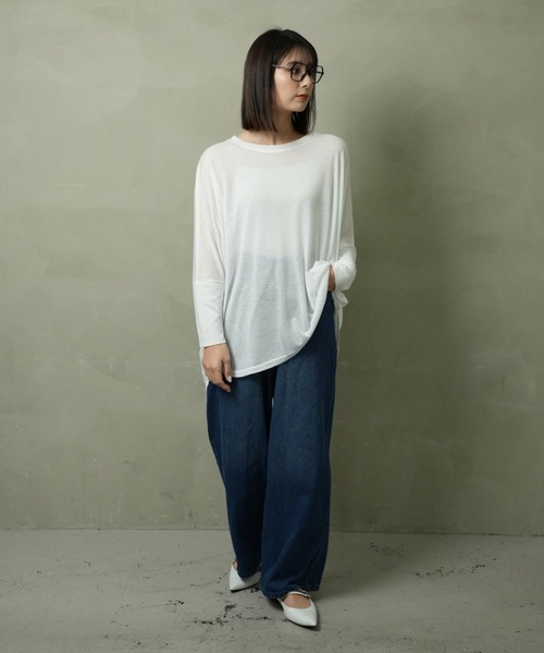 FashionBerry（ファッションベリー）の「UVカット ドルマンポンチョ カットソー（Tシャツ/カットソー・レディース・ホワイト/ブラック/ネイビー/グレー・FREE）」の5枚目の写真