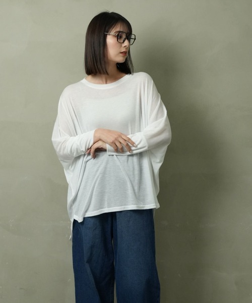 FashionBerry（ファッションベリー）の「UVカット ドルマンポンチョ カットソー（Tシャツ/カットソー・レディース・ホワイト/ブラック/ネイビー/グレー・FREE）」の7枚目の写真