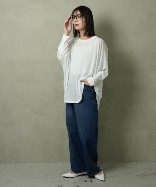FashionBerry（ファッションベリー）の「UVカット ドルマンポンチョ カットソー（Tシャツ/カットソー・レディース・ホワイト/ブラック/ネイビー/グレー・FREE）」の8枚目の写真