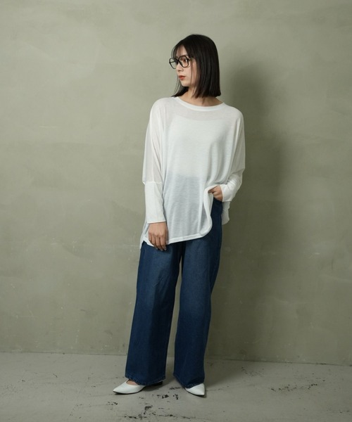 FashionBerry（ファッションベリー）の「UVカット ドルマンポンチョ カットソー（Tシャツ/カットソー・レディース・ホワイト/ブラック/ネイビー/グレー・FREE）」の12枚目の写真