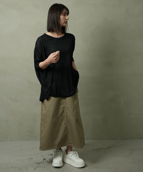 FashionBerry（ファッションベリー）の「UVカット ドルマンポンチョ カットソー（Tシャツ/カットソー・レディース・ホワイト/ブラック/ネイビー/グレー・FREE）」の14枚目の写真