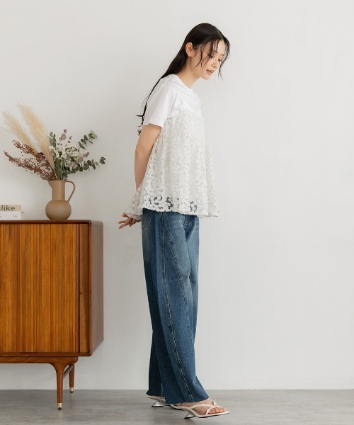 Nulli(ヌリ)の「デイジー刺繍キャミソール(キャミソール・レディース・オフホワイト/ブラック・FREE)」の4枚目の写真