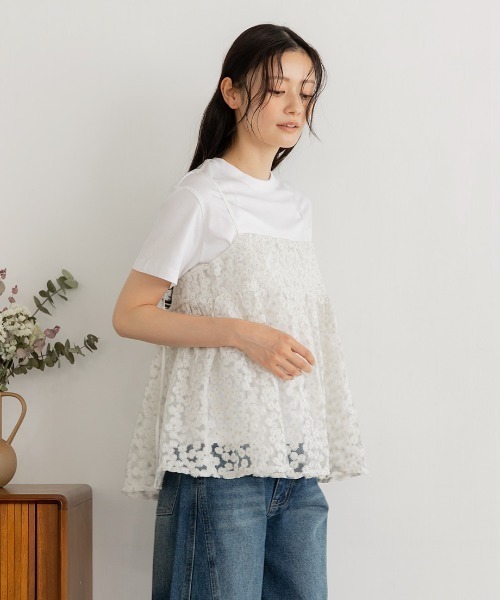 Nulli(ヌリ)の「デイジー刺繍キャミソール(キャミソール・レディース・オフホワイト/ブラック・FREE)」の8枚目の写真