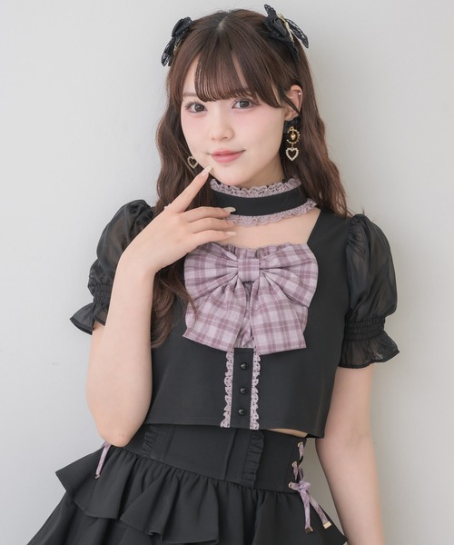 ROJITA(ロジータ)の「【セットアップ対応】リボンチョーカートップス(シャツ/ブラウス・レディース・グレー/その他/ブラック・FREE)」の15枚目の写真