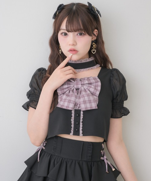 ROJITA(ロジータ)の「【セットアップ対応】リボンチョーカートップス(シャツ/ブラウス・レディース・グレー/その他/ブラック・FREE)」の13枚目の写真
