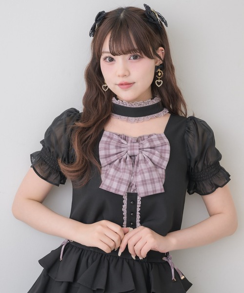 ROJITA(ロジータ)の「【セットアップ対応】リボンチョーカートップス(シャツ/ブラウス・レディース・グレー/その他/ブラック・FREE)」の14枚目の写真