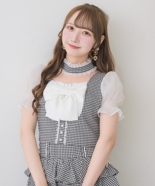 ROJITA(ロジータ)の「【セットアップ対応】リボンチョーカートップス(シャツ/ブラウス・レディース・グレー/その他/ブラック・FREE)」の4枚目の写真